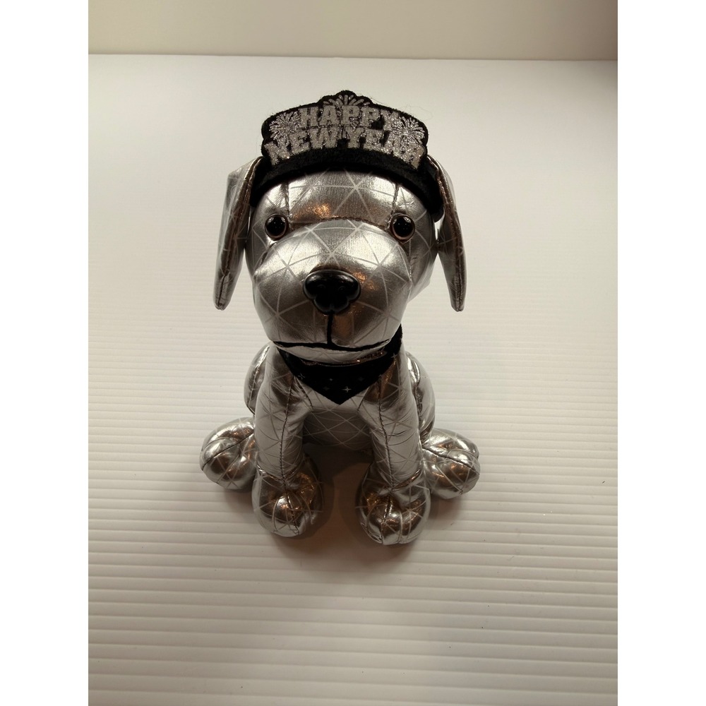 Raising Cane's Countdown Cane New Year Silver Metallic Plush Dog Collector Item